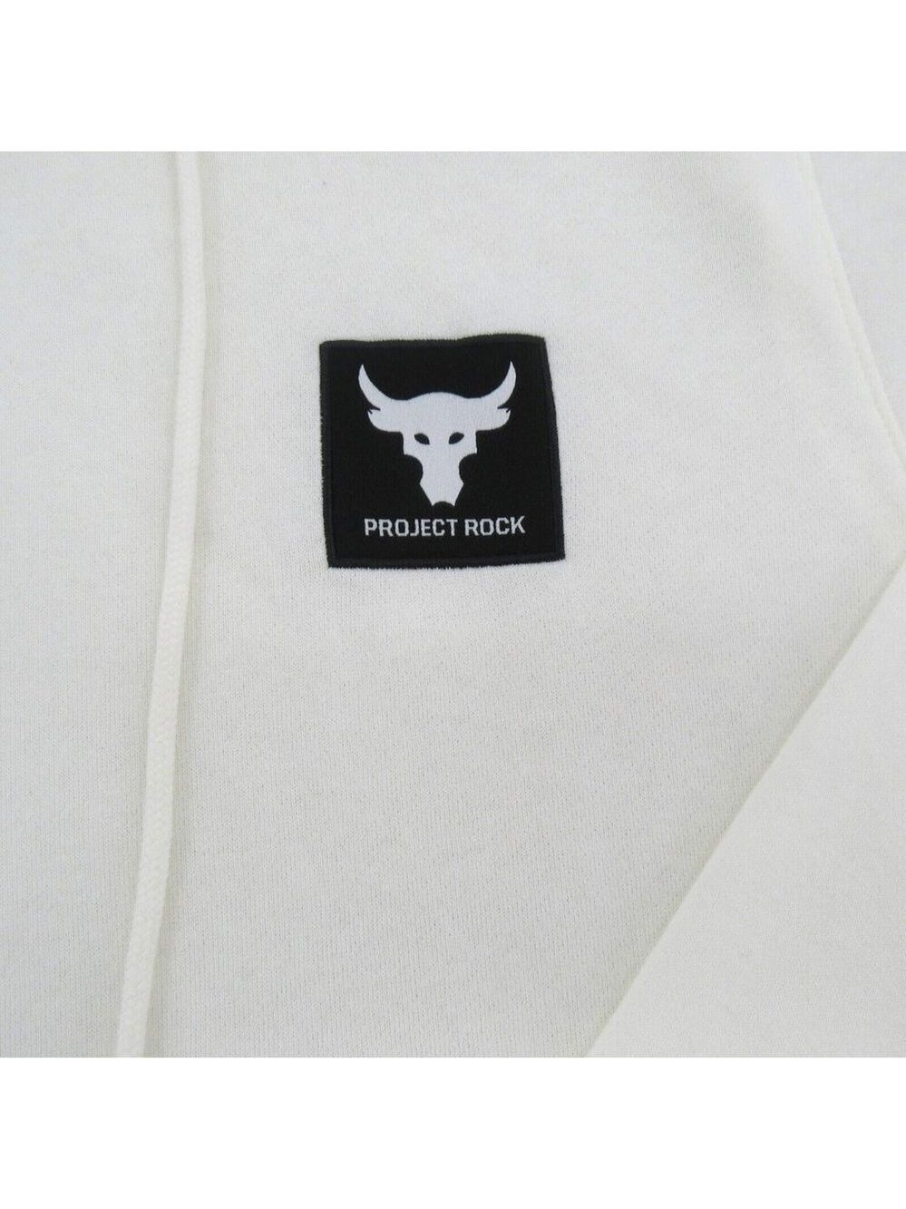 Under Armour UA Project Rock Terry Hoodie Mens Size Medium Ivory NEW - Picture 4 of 11